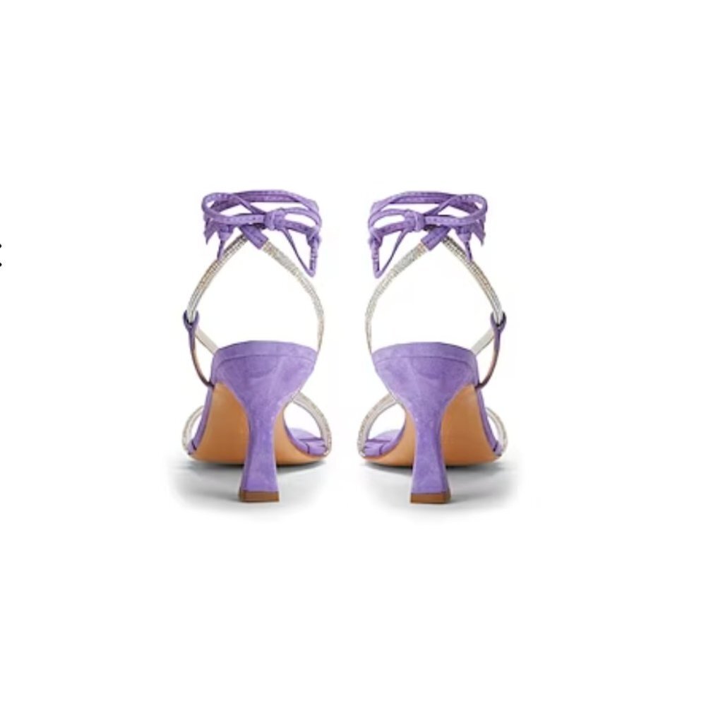 8 by YOOX Suede Strapy Sandals With Rhinestones Lavender Size 10 New in Box - Picture 5 of 12